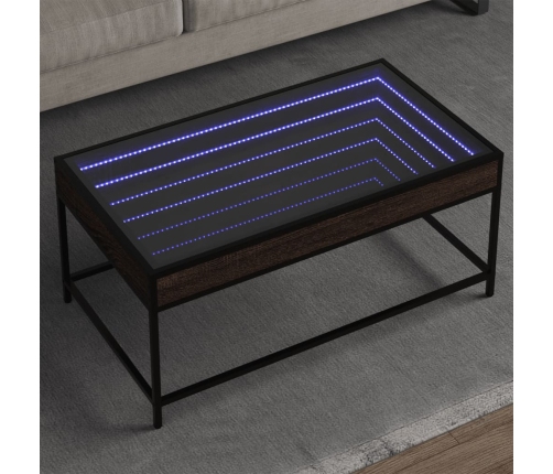 Mesa de centro con Infinity LED marrón roble 90x50x41 cm