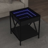 Mesita de noche con Infinity LED negra 40x40x49 cm