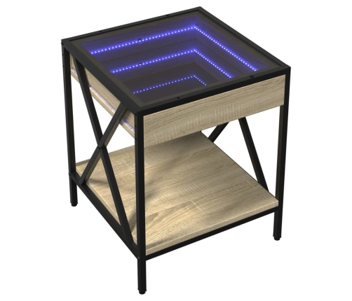 Mesa de centro con Infinity LED roble Sonoma 40x40x49 cm