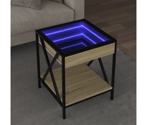 Mesa de centro con Infinity LED roble Sonoma 40x40x49 cm