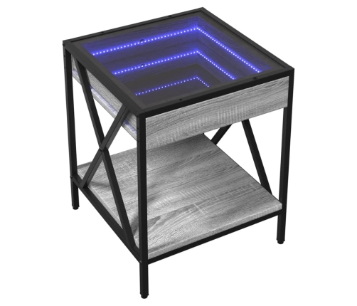 Mesa de centro con Infinity LED gris Sonoma 40x40x49 cm