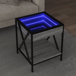 Mesa de centro con Infinity LED gris Sonoma 40x40x49 cm