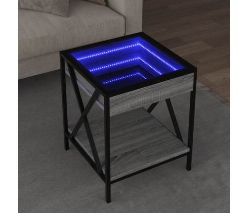 Mesa de centro con Infinity LED gris Sonoma 40x40x49 cm