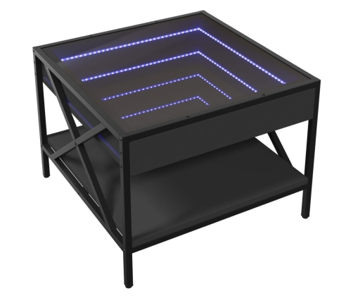 Mesa de centro con Infinity LED negro 50x50x38 cm