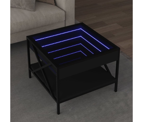 Mesa de centro con Infinity LED negro 50x50x38 cm