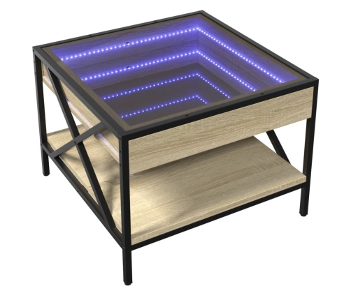 Mesa de centro con Infinity LED roble Sonoma 50x50x38 cm