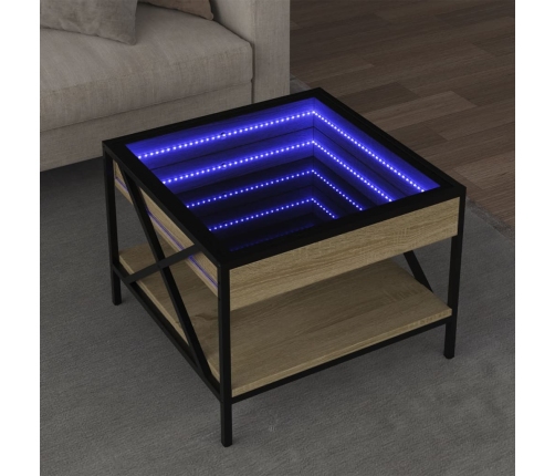 Mesa de centro con Infinity LED roble Sonoma 50x50x38 cm