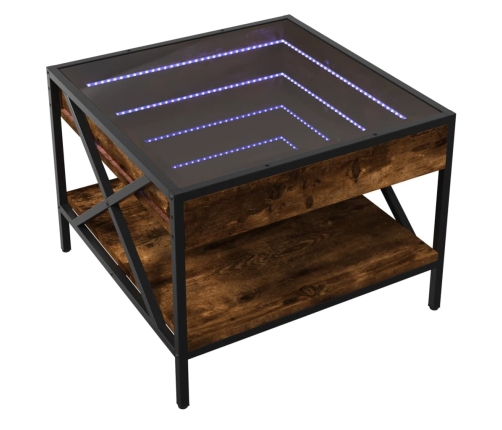 Mesa de centro con Infinity LED roble ahumado 50x50x38 cm