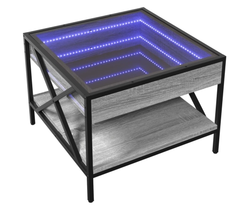 Mesa de centro con Infinity LED gris Sonoma 50x50x38 cm