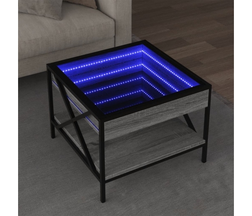 Mesa de centro con Infinity LED gris Sonoma 50x50x38 cm