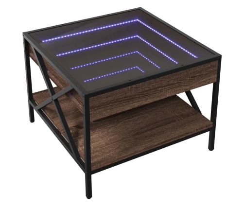 Mesa de centro con Infinity LED marrón roble 50x50x38 cm