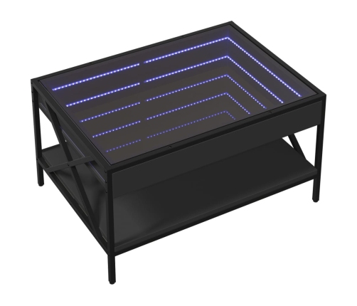 Mesa de centro con Infinity LED negro 70x50x38 cm