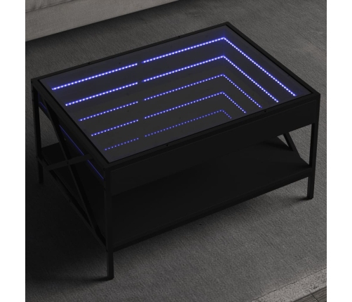 Mesa de centro con Infinity LED negro 70x50x38 cm