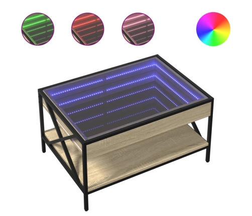 Mesa de centro con Infinity LED roble Sonoma 70x50x38 cm