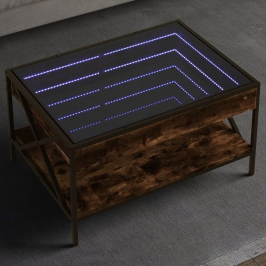 Mesa de centro con Infinity LED roble ahumado 70x50x38 cm