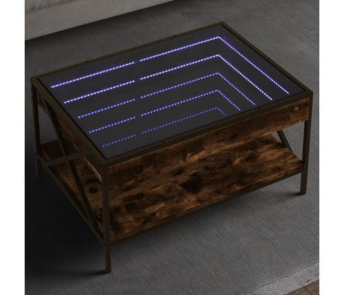 Mesa de centro con Infinity LED roble ahumado 70x50x38 cm