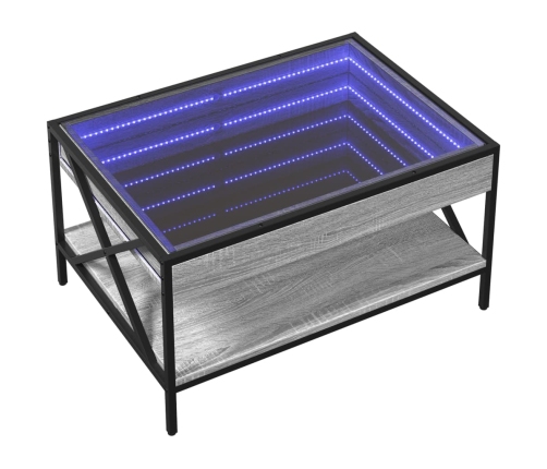 Mesa de centro con Infinity LED gris Sonoma 70x50x38 cm