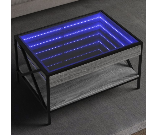 Mesa de centro con Infinity LED gris Sonoma 70x50x38 cm