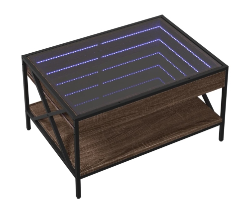 Mesa de centro con Infinity LED marrón roble 70x50x38 cm