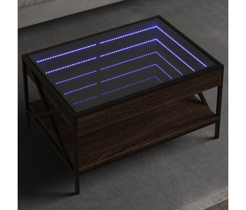 Mesa de centro con Infinity LED marrón roble 70x50x38 cm