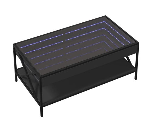 Mesa de centro con Infinity LED negro 90x50x38 cm