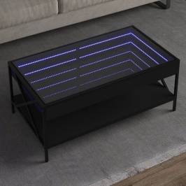 Mesa de centro con Infinity LED negro 90x50x38 cm