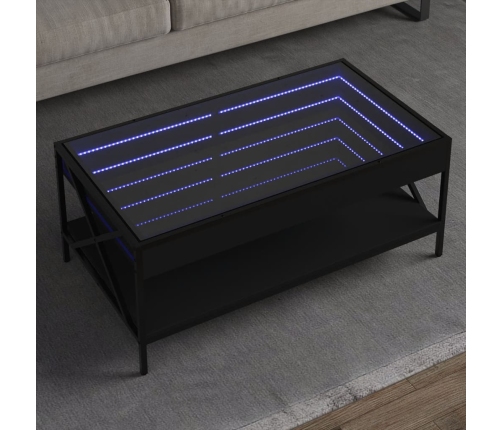 Mesa de centro con Infinity LED negro 90x50x38 cm