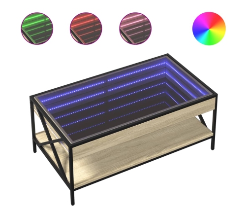 Mesa de centro con Infinity LED roble Sonoma 90x50x38 cm