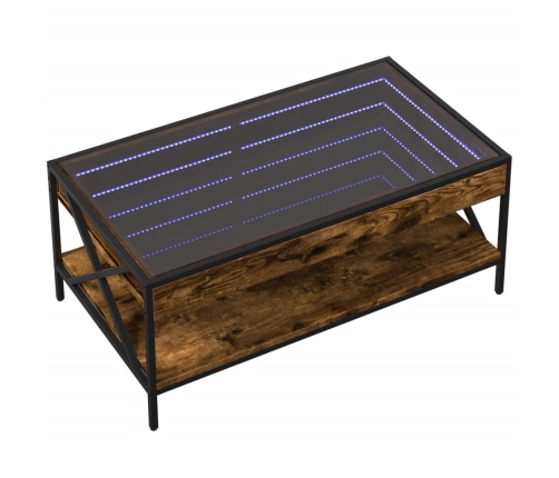 Mesa de centro con Infinity LED roble ahumado 90x50x38 cm