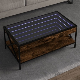 Mesa de centro con Infinity LED roble ahumado 90x50x38 cm