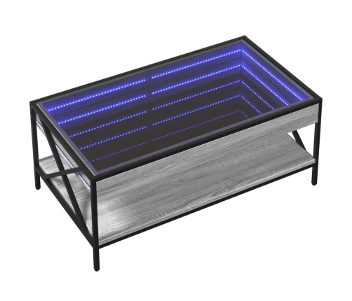 Mesa de centro con Infinity LED gris Sonoma 90x50x38 cm