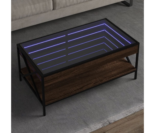 Mesa de centro con Infinity LED marrón roble 90x50x38 cm