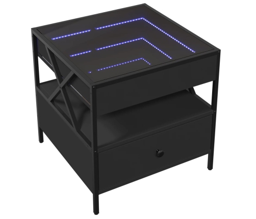 Mesa de centro con Infinity LED negro 50x50x51 cm