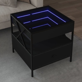 Mesa de centro con Infinity LED negro 50x50x51 cm