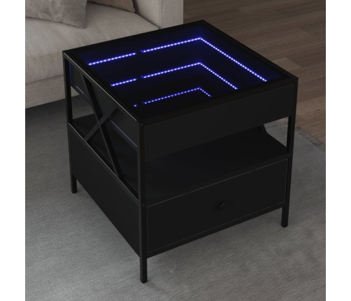 Mesa de centro con Infinity LED negro 50x50x51 cm