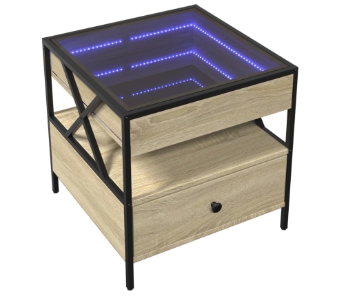 Mesa de centro con Infinity LED roble Sonoma 50x50x51 cm