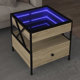 Mesa de centro con Infinity LED roble Sonoma 50x50x51 cm