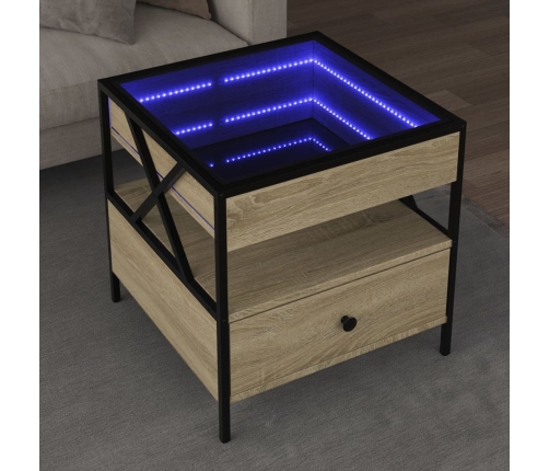 Mesa de centro con Infinity LED roble Sonoma 50x50x51 cm