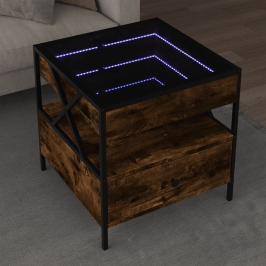 Mesa de centro con Infinity LED roble ahumado 50x50x51 cm