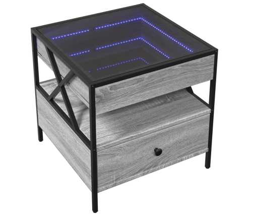 Mesa de centro con Infinity LED gris Sonoma 50x50x51 cm