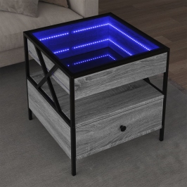 Mesa de centro con Infinity LED gris Sonoma 50x50x51 cm