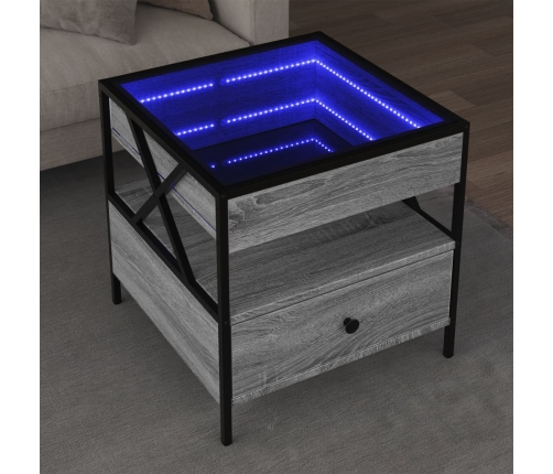 Mesa de centro con Infinity LED gris Sonoma 50x50x51 cm