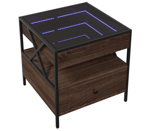 Mesa de centro con Infinity LED marrón roble 50x50x51 cm