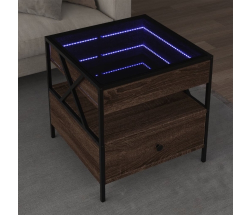 Mesa de centro con Infinity LED marrón roble 50x50x51 cm