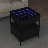 Mesita de noche con Infinity LED negra 40x40x51 cm