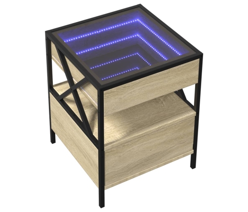 Mesa de centro con Infinity LED roble Sonoma 40x40x51 cm