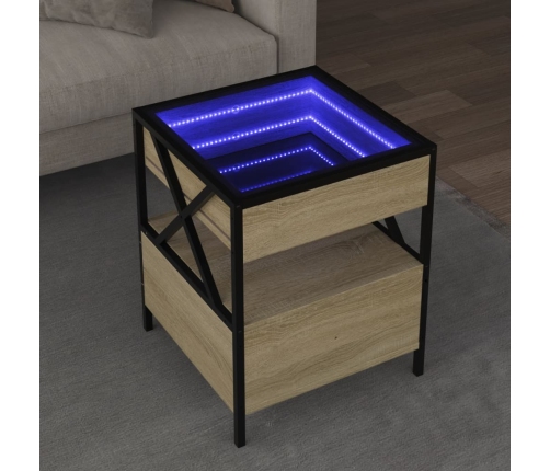 Mesa de centro con Infinity LED roble Sonoma 40x40x51 cm