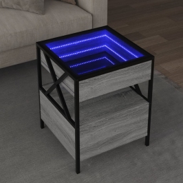 Mesa de centro con Infinity LED gris Sonoma 40x40x51 cm