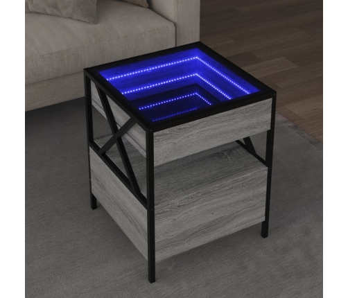 Mesa de centro con Infinity LED gris Sonoma 40x40x51 cm