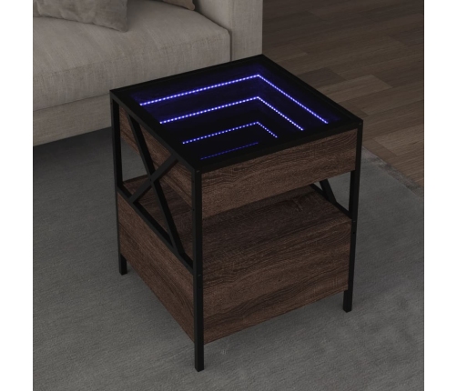 Mesa de centro con Infinity LED marrón roble 40x40x51 cm